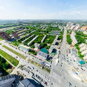 空中城市景观。城市景观。直升机拍摄。全景图像