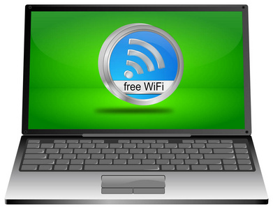 提供免费 wifi 上网笔记本电脑按钮3d 图