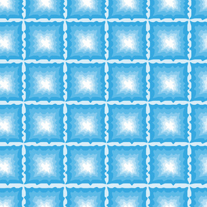 矢量无缝模式抽象星星与波浪的蓝色正方形