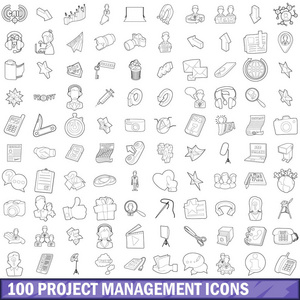 100 项目管理图标集，大纲样式