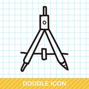 圆规彩色涂鸦矢量图