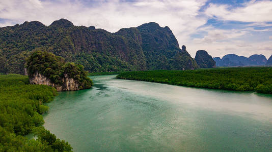 泰国甲米鸟瞰山景