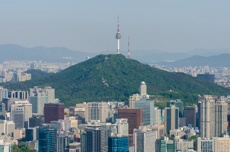 市中心的天际线的韩国首尔市