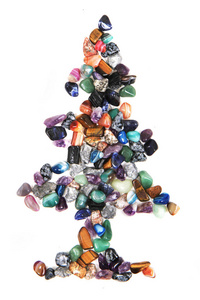 彩色矿物宝石圣诞树