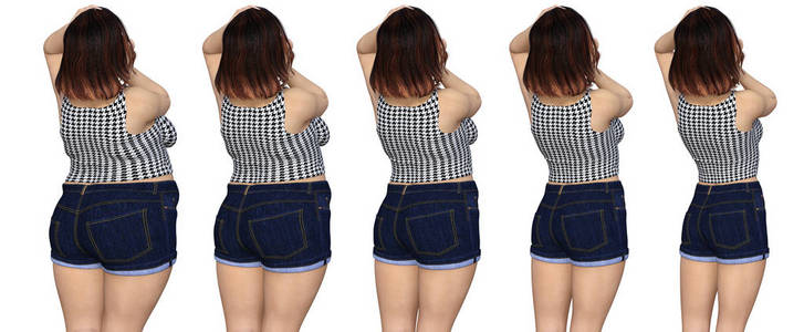 肥胖女性 vs 苗条适合健康的身体照片