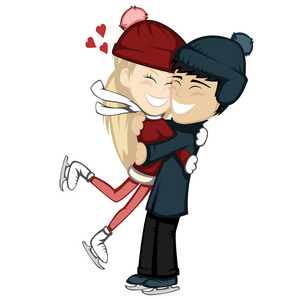 冬季拥抱(可爱的夫妇)照片