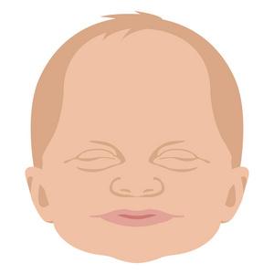 婴儿脸头矢量插画平面样式前面