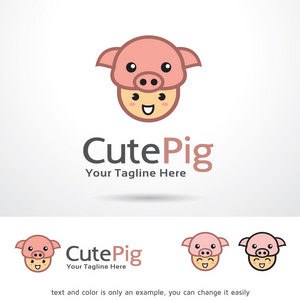 可爱的小猪 Logo 模板设计矢量