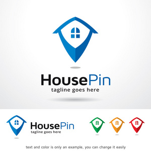 房子 Pin 徽标模板设计矢量