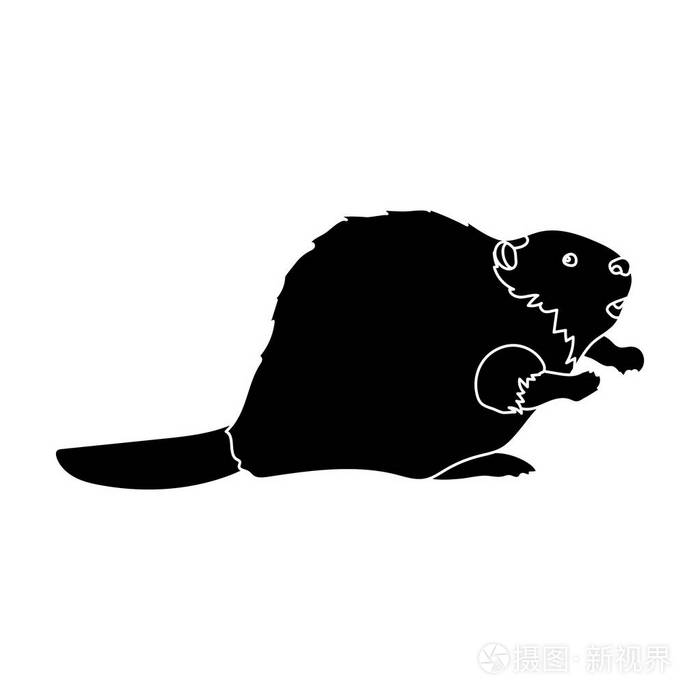 加拿大海狸加拿大的黑色风格矢量符号股票图web的单个图标