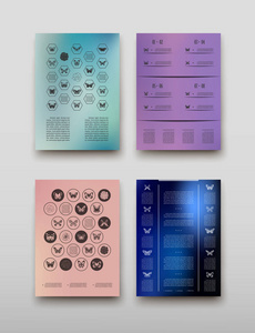 海报图表小册子传单设计统计着色模板矢量, 传单封面介绍抽象几何背景, 布局在 A4 大小阴影