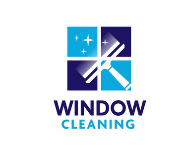 专业窗口清洁洗涤服务和家庭维护矢量徽标设计