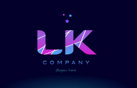 lk l k 色蓝色粉红色紫色字母表字母标志图标 vecto照片