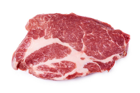 新鲜生牛肉牛排在白色背景, 有机农场分离照片