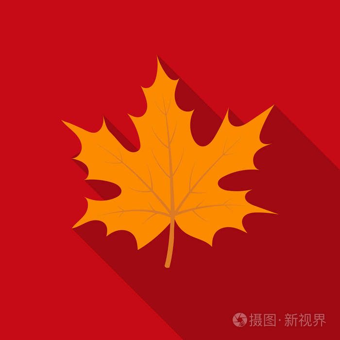枫叶叶图标在白色背景上孤立的平盘风格.