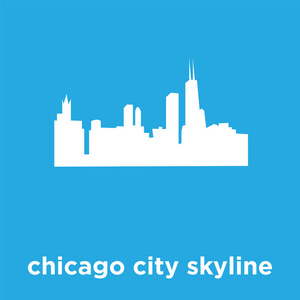 芝加哥城市天际线图标在蓝色背景下被隔离