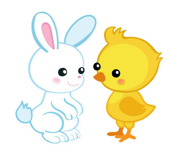 小鸡和兔子图片-小鸡和兔子素材-小鸡和兔子插画-摄图新视界