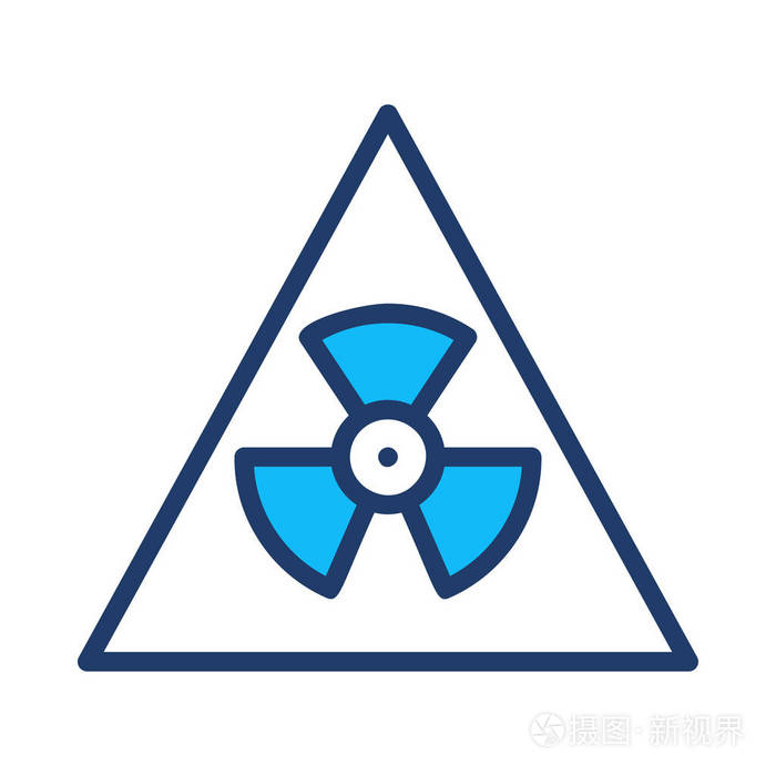 在白色背景下隔离的带有放射性符号的三角形