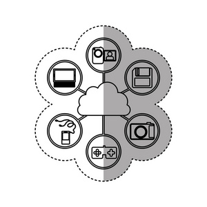 贴纸轮廓云存储与应用程序图标