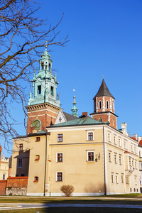 瓦维尔城堡和教堂在克拉科夫，波兰