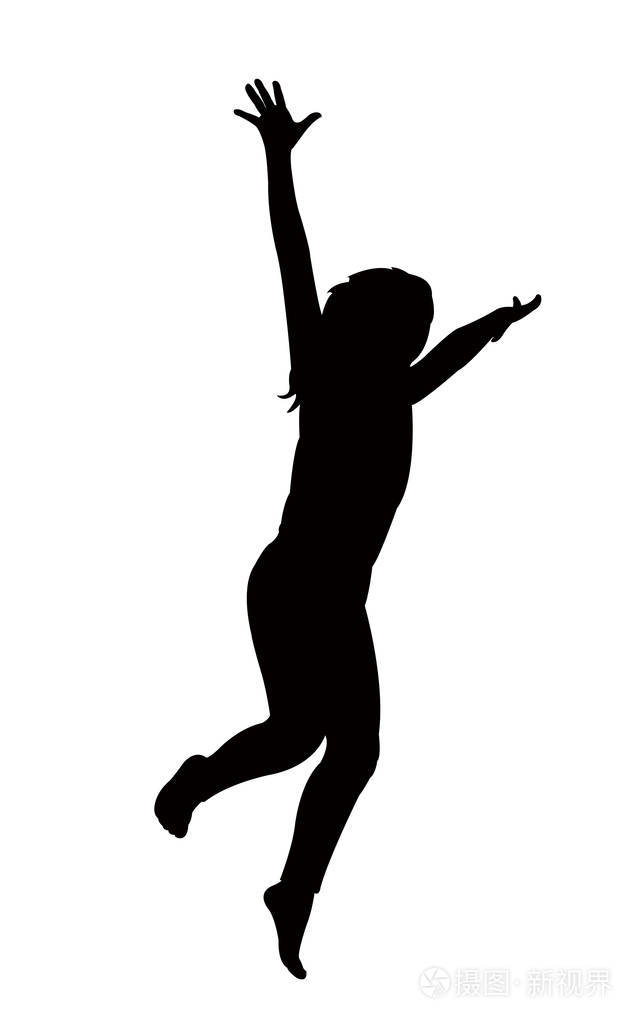 跳跃的儿童剪影矢量