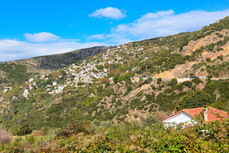 马克里尼察村皮立翁山，希腊的鸟瞰图