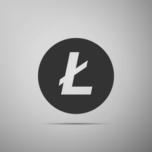 Cryptocurrency 硬币 Litecoin 在灰色背景下孤立的图标。物理比特硬币。数字货币。Altcoin 符号。基于