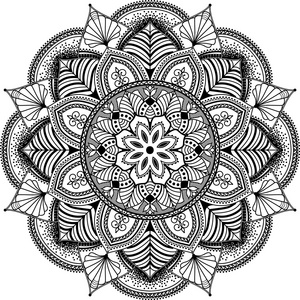 曼荼罗，zentangle 启发图中，黑色和白色