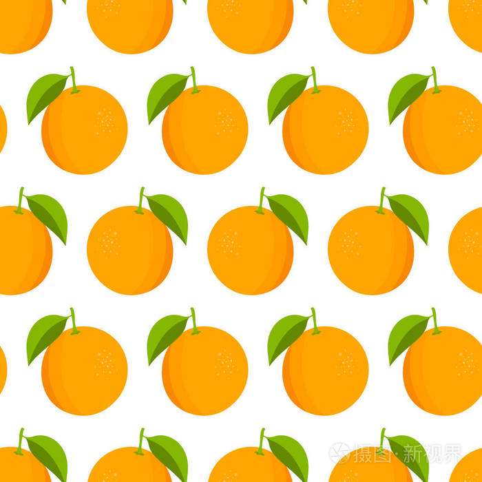 橘子图案白色背景上的新鲜橙子矢量插图