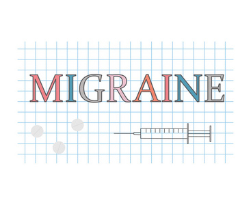 偏头痛词在格子纸页向量例证