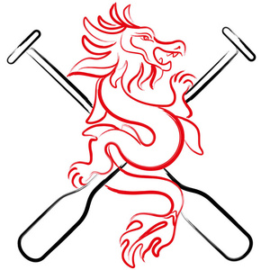 刷画龙舟图标设计端午节水上运动的矢量插图照片