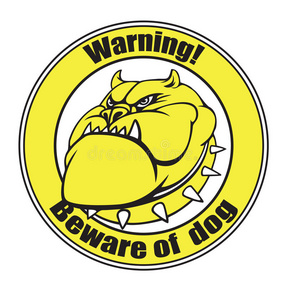 当心恶犬棕马当心马咬人贴纸相套当心坏狗标志矢量图组的孤立的白色