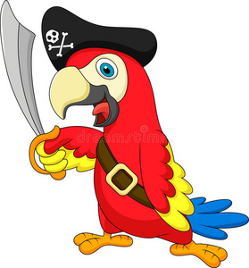 可爱的鹦鹉海盗卡通
