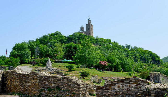 tsarevets城堡tsarevets在veliko turnovo