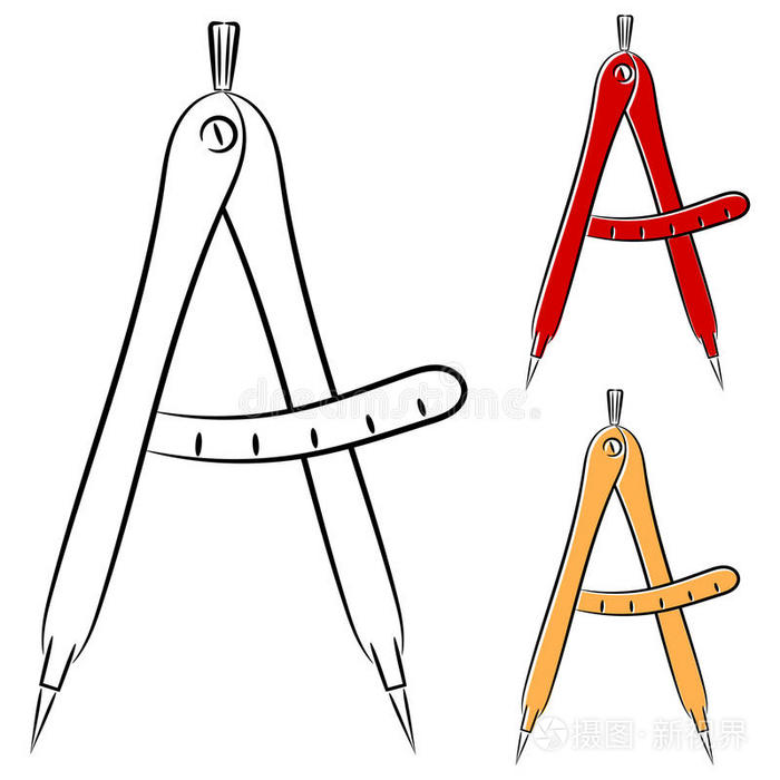 矢量图,指南针和量角器.