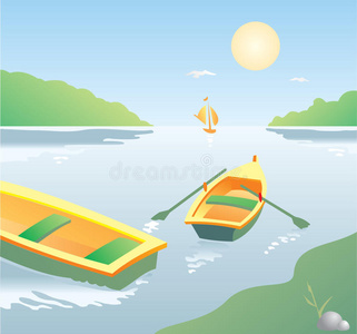 河上的两艘小船