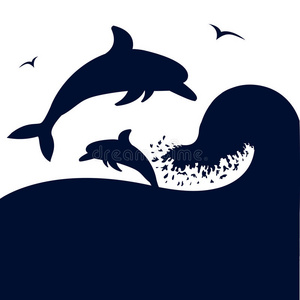 海豚在大海里跳跃波矢硅藻图片