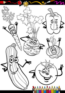 卡通蔬菜套色书