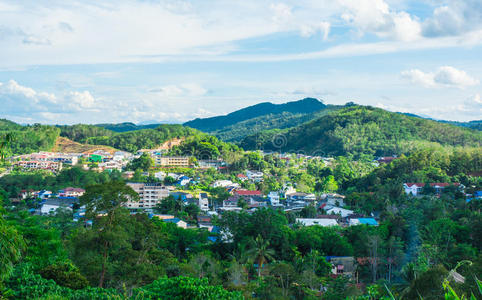 乡村 旅游业 天空 假期 亚洲 自然 风景 小山 建筑 全景图