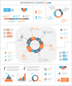 带有图形和图表的详细信息图形元素集