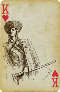 男人 卡片 国王 笔划 不法分子 素描 艺术品 红心 轮廓