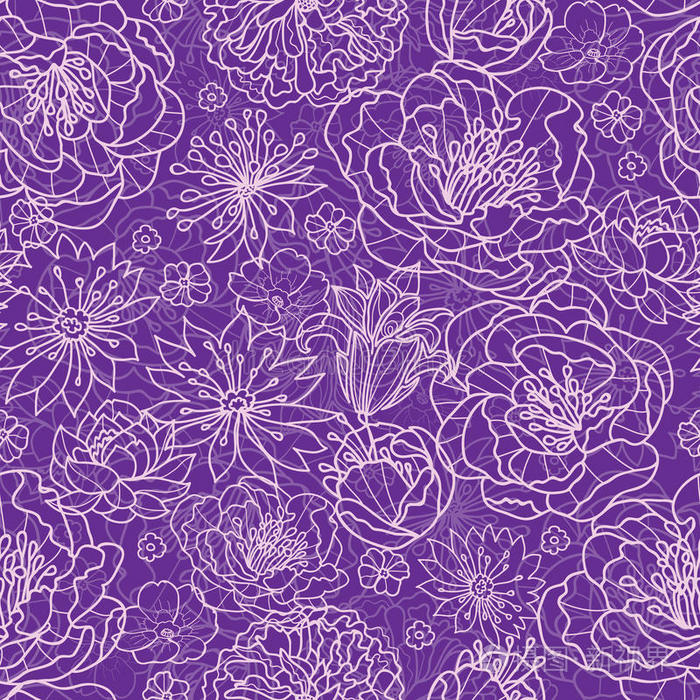 紫色蕾丝花朵无缝图案背景