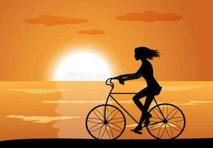 线艺术骑自行车的人图片