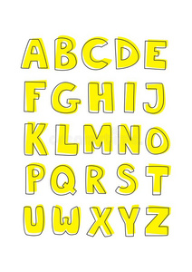 儿童字母手绘黄色矢量符号集是