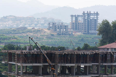 房子 工作 安全帽 起重机 住处 外部 框架 建设者 铁锤