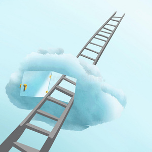 天梯插画-天梯手绘-天梯卡通图-摄图新视界