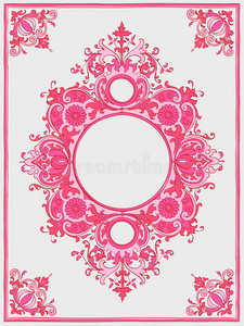 粉红色复古画框插图图片