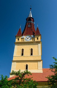 克里斯蒂安强化了萨克森教堂塔。 罗马尼亚特兰西瓦尼亚