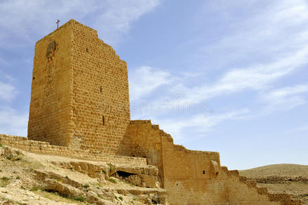 以色列马萨巴修道院的城墙塔。