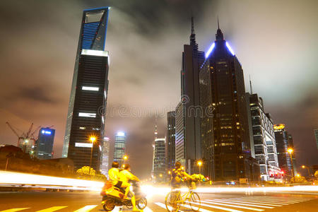 中国上海陆家嘴夜景图片